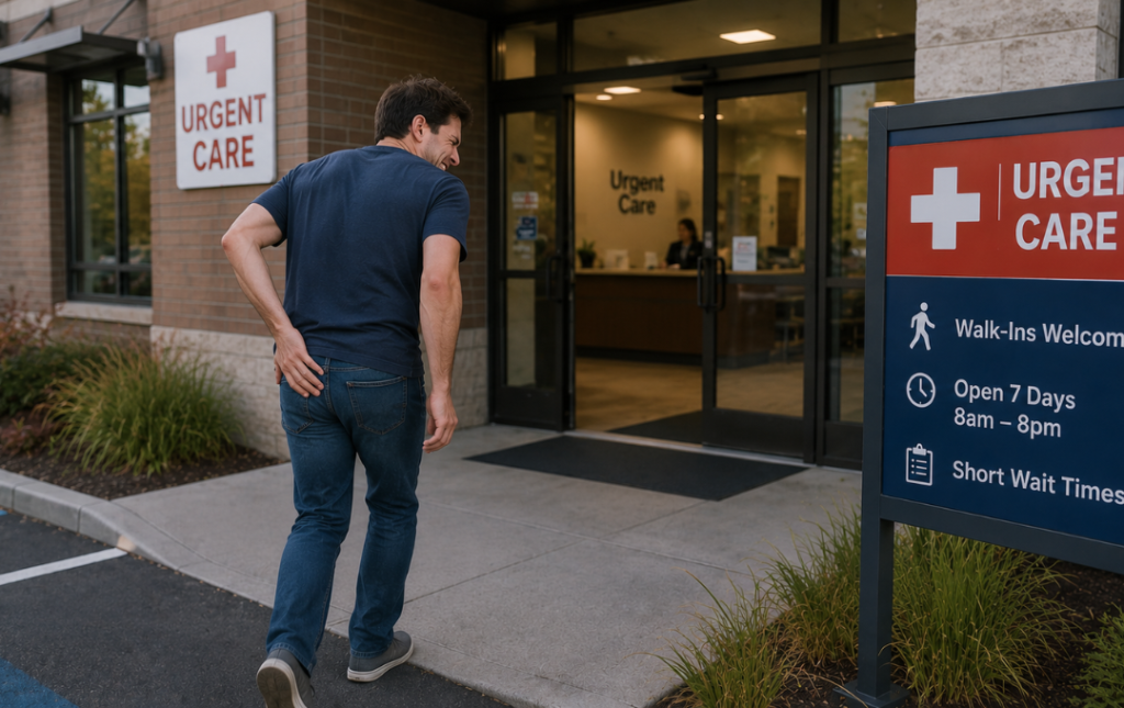 Middle-aged man walks into an urgent care with pain in his rectum. He developed an infection from hemorrhoids.